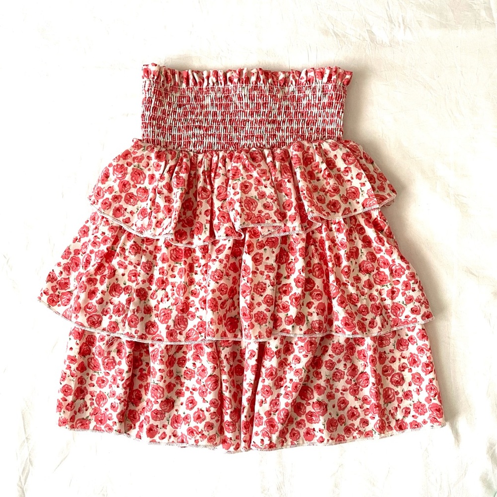 SHEIN Red and White Bubble Mini Skirt